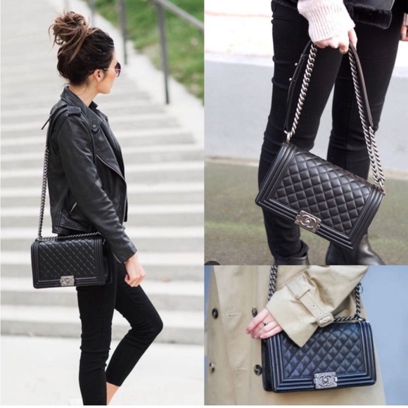 Authentic CHANEL Black Medium Ruthenium Calfskin Classic Le Boy Bag - Picture 5 of 15